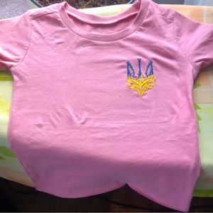 Ukrainian Tryzyb embroidered shirt 24Months in pink from honest baby company